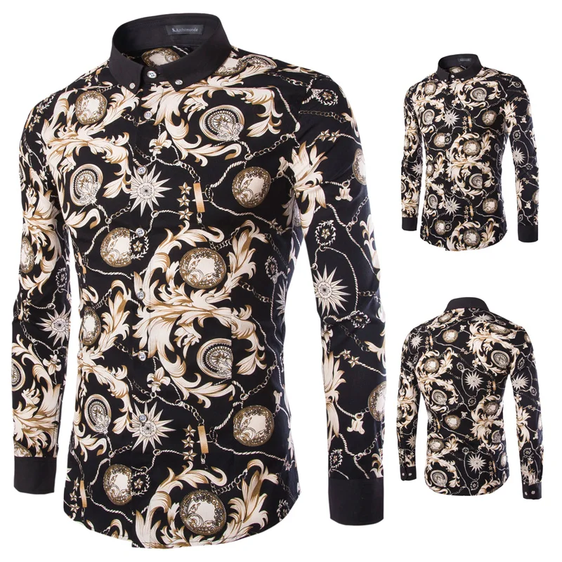 camisas de seda estampadas para hombre