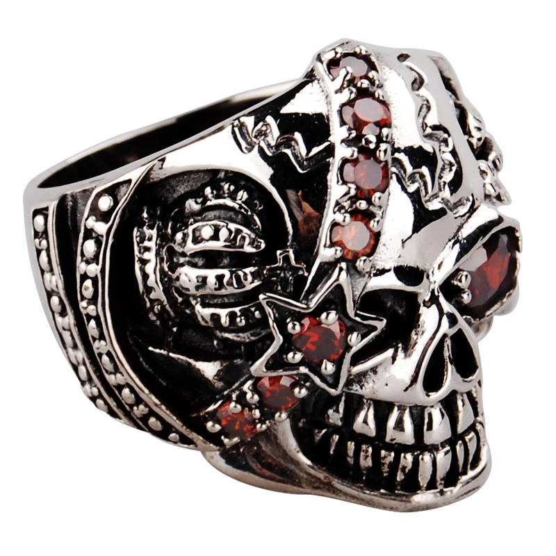 

Thai 925 Silver Vintage Punk Gothic Skull Ring Pirate Queen Ring Halloween Gift