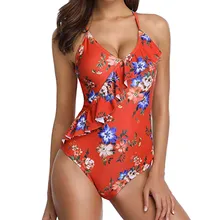 Perimeds Для женщин Цветочный бикини с начесом комплект Монокини с завязкой сзади животик Управление v-образным вырезом Одна деталь Бразильские Купальники-бикини# g4