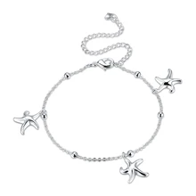 Hot Sale High Quality New Fashion Jewelry Cute Silver Plated Anklet Silver Plated Starfish Pendant Anklet