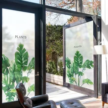 Матовая витражная плёнка на стекла, окна, пленка для конфиденциальности, статическая самоклеющаяся, без клея, наклейки на окна из ПВХ, водонепроницаемая, для спальни, ванной комнаты, растение