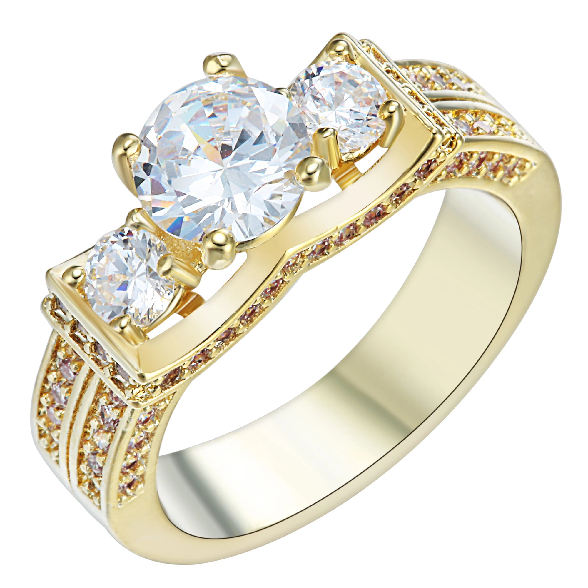 Hot Sale 6 9 Unique Fashion gold color AAA Zircon Engagement Weddding