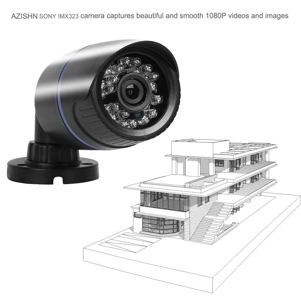 IP камера видеонаблюдения AZISHN 1080P 2 МП 12 в пост. Тока/48 Тока|Камеры видеонаблюдения|