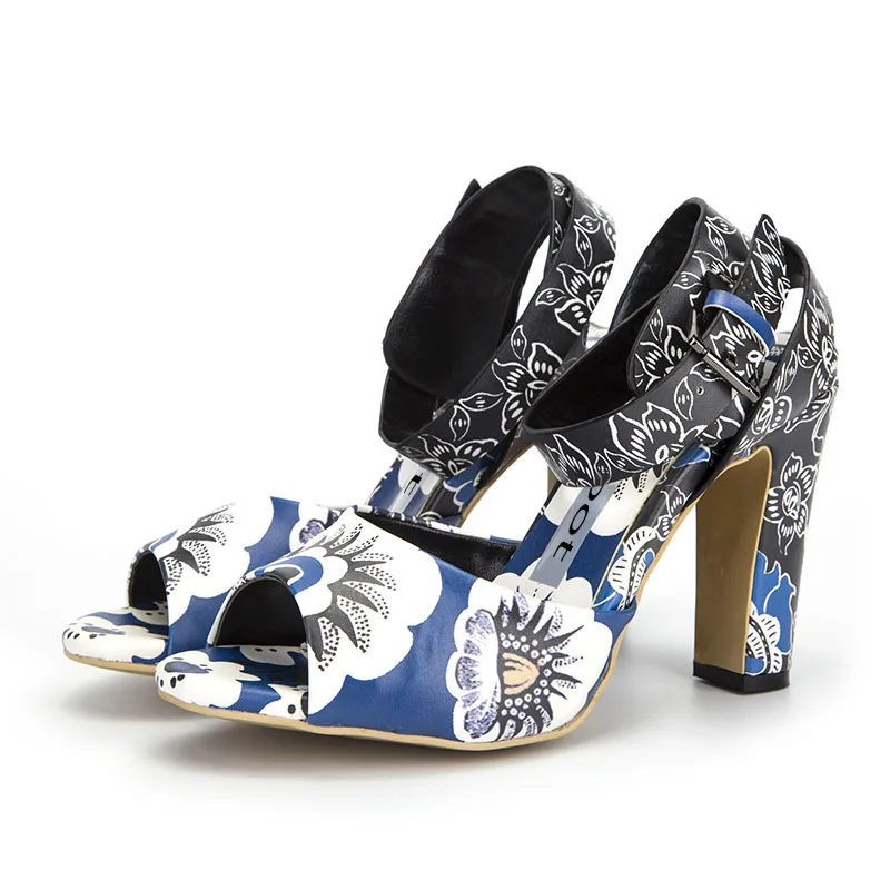 blue floral sandals