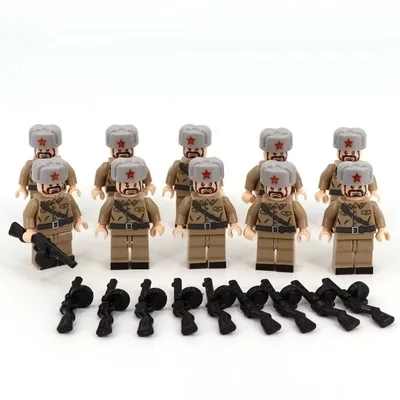 Мировая война солдат Советского Союза военное оружие playmobil аксессуары brinquedos Мини фигурки строительный блок кирпич оригинальные игрушки - Цвет: Синий