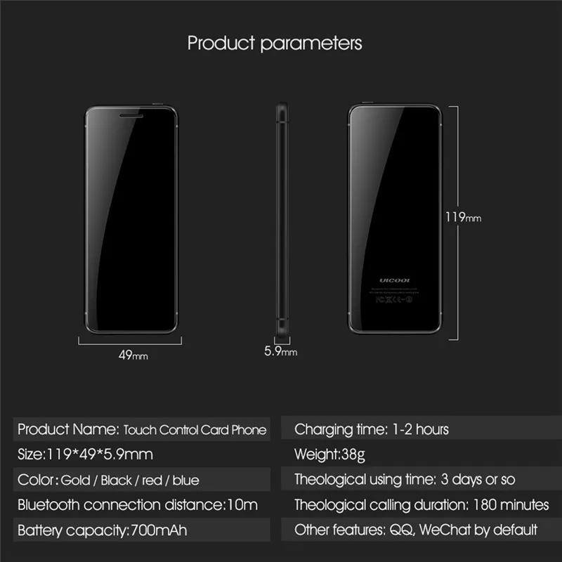 Роскошный мини-мобильный телефон Ulcool V66A, анти-потеря, две sim-карты, ультратонкий металлический корпус, Bluetooth, мобильный телефон