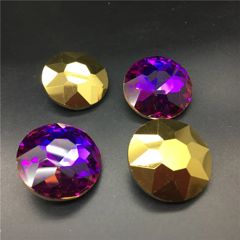 

Topstone Baoshihua 27mm Round Fancy Stones Flat Top Pointback Glass Crystals 1216 gold hematite Heliotrope For Jewelry Making