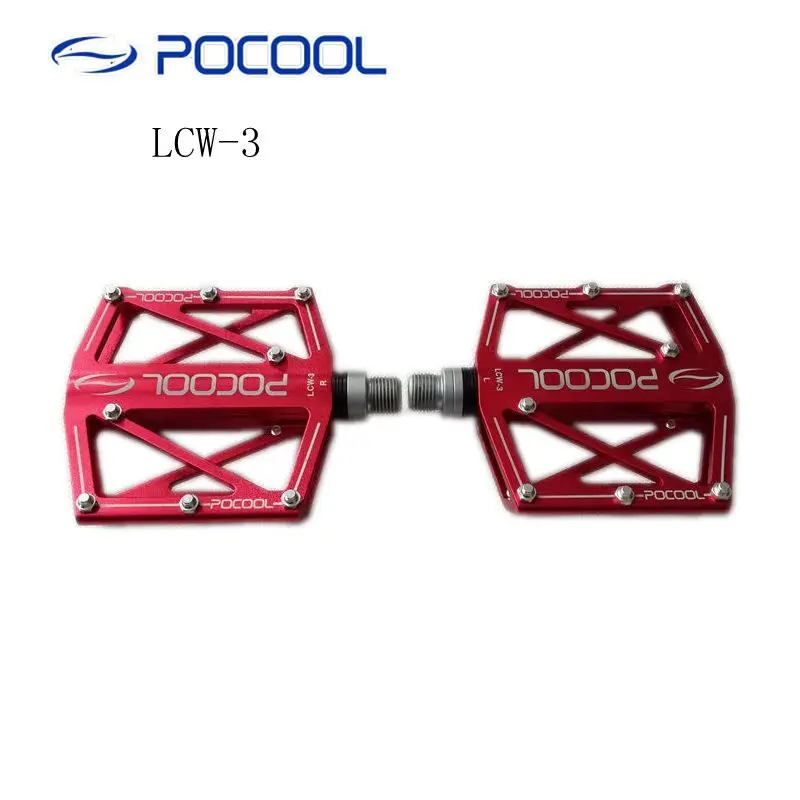 POCOOL LCW-3 сплав педалей дорожный горный велосипед педали MTB велосипед с ЧПУ Герметичный двойной подшипник с упаковочной коробкой полый дизайн
