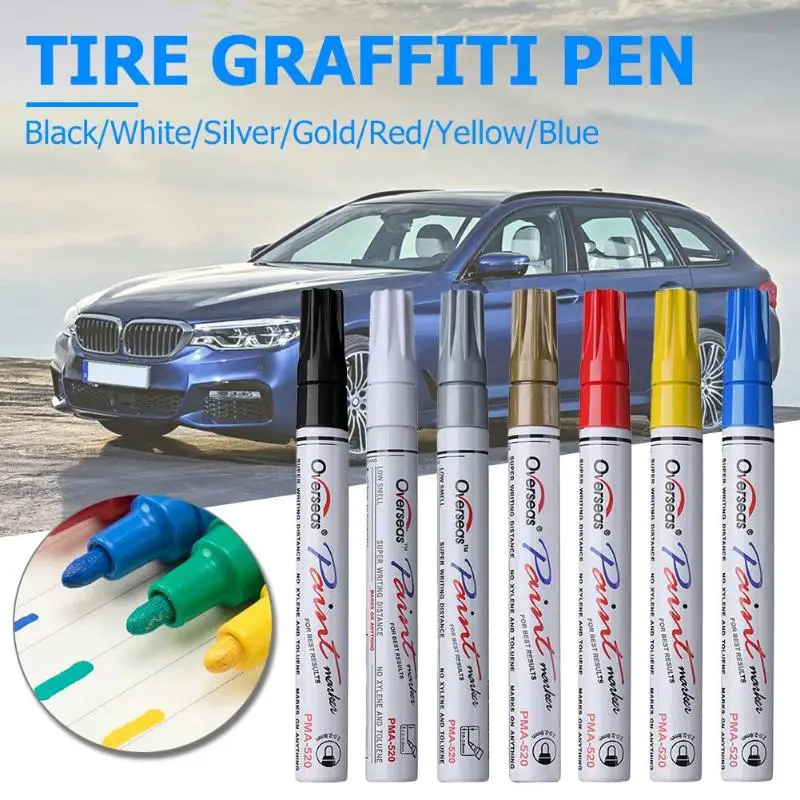 7Colors Universal Waterproof Permanent Paint Marker Pen Car Tyre Auto Tire Tread Rubber Painting Marker Graffiti Oily Marker Pen