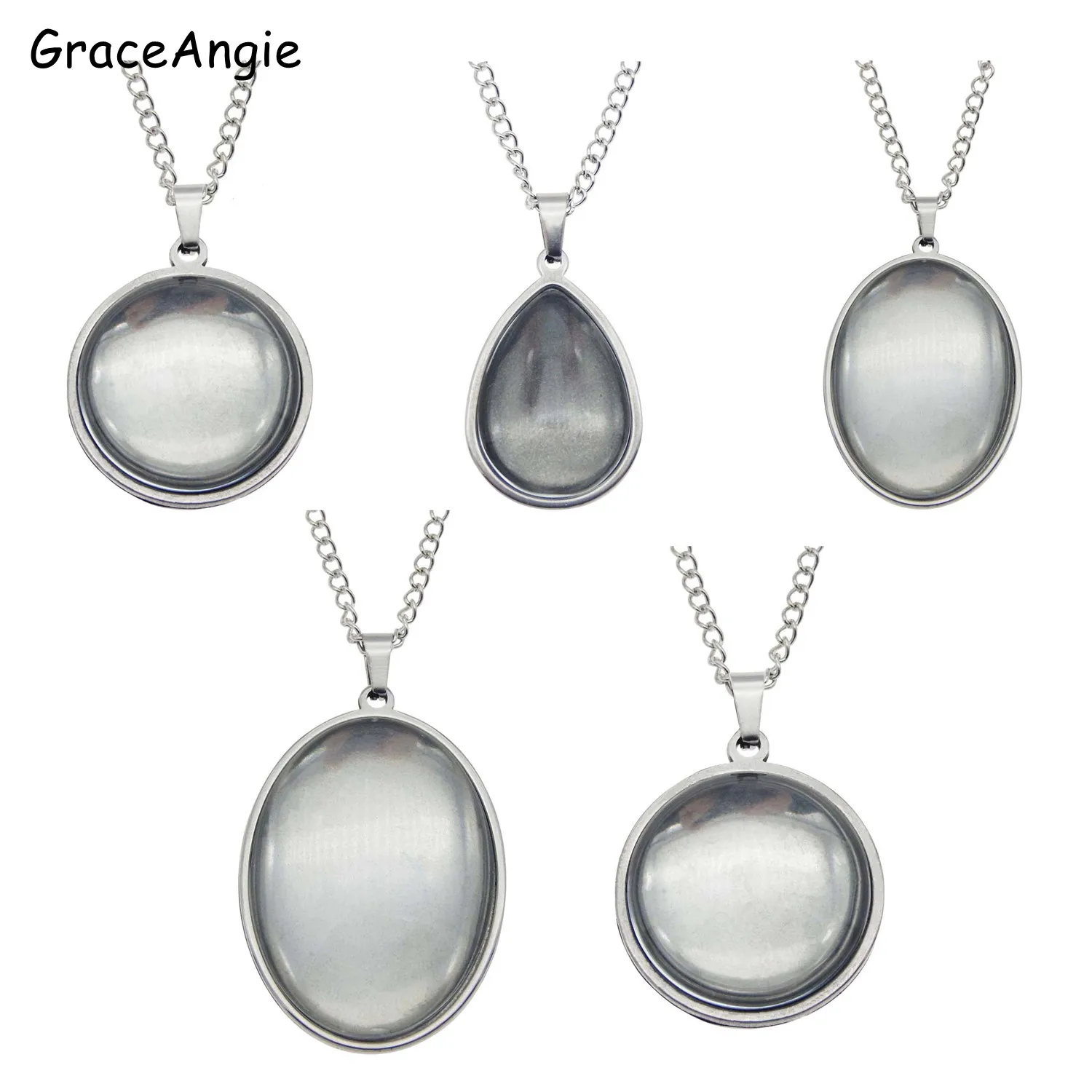 GraceAngie Смешанная подвеска поднос со стеклянными кабошонами основа рамка для
