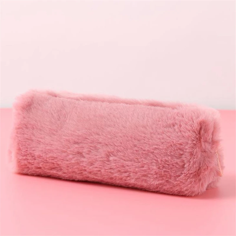 Solid Color Plush Pencil Case School Pencil Cases Bag Stationery Pencilcase Kawaii Pencil Case For Girls School Supplies Tools