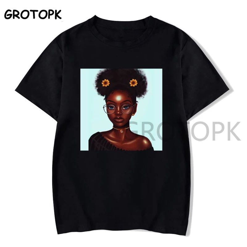 

2 Bunz Melanin Poppin Aba Print Female T-shirt Black Girl Magic Rock Summer 2019 Black Tshirt Hip Hop Streetwear Aesthetic Top
