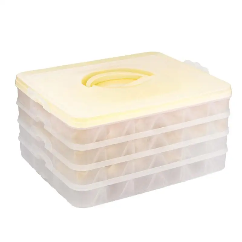 Пластиковый чехол для хранения, четырехслойная переносная коробка для клецки, контейнер-держатель, органайзер для хранения на кухне, коробка для холодильника - Цвет: AS PIC