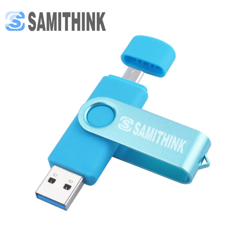 SAMITHINK USB флеш-накопитель 64 Гб OTG USB 3,0 флеш-накопитель высокоскоростной USB флеш-накопитель с логотипом на заказ USB флеш-накопитель 64 ГБ 16 ГБ 8 ГБ - Цвет: Синий