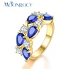 MOONROCY  Rose Gold Color Cubic Zirconia Crystal Ring Blue Green Colourful Red Bohemia for Women Girls Gift Drop Shipping ► Photo 1/6