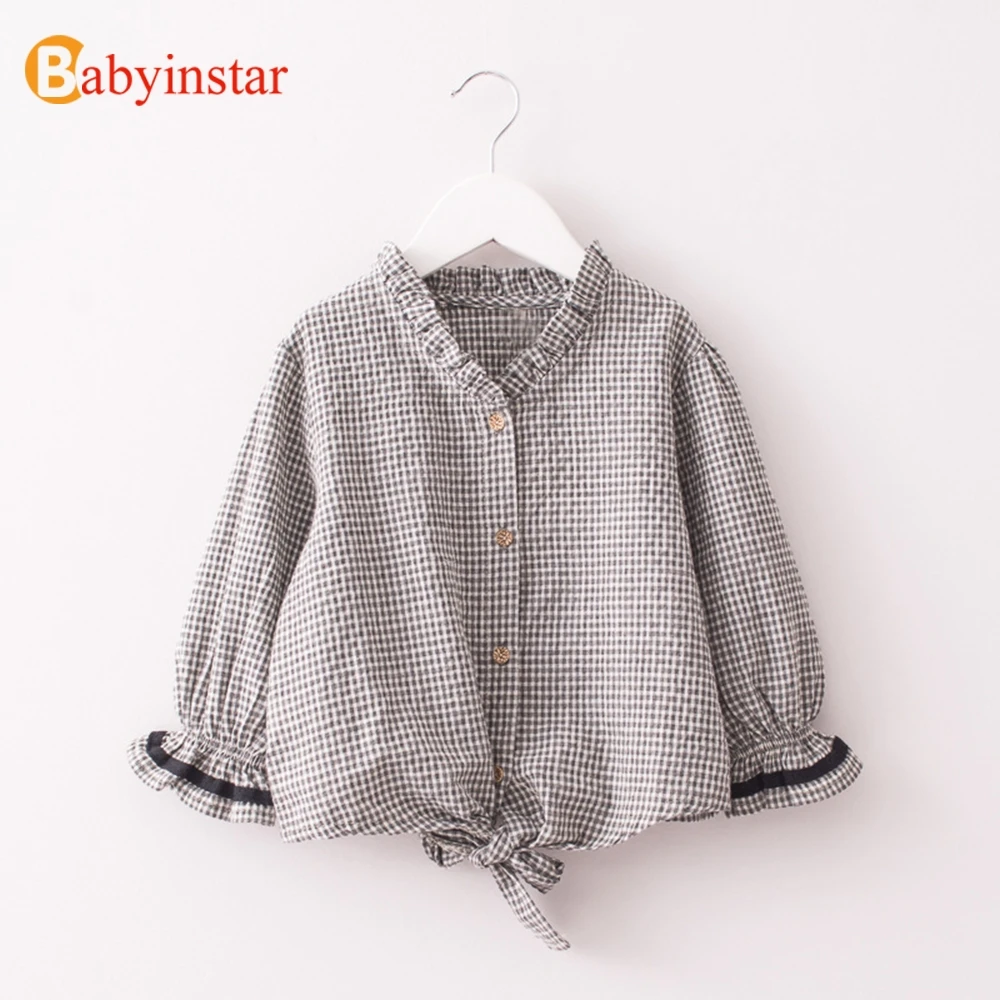 

Babyinstar New Arrival Children Clothing for Girls Tops Baby Girls Blouses with Plaid Print Kids Clothe Blouses for Girls