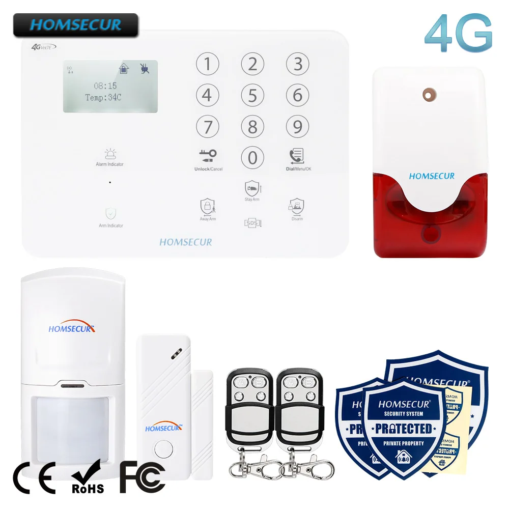 Homsecur беспроводный 4G/3G/GSM LCD SMS автоматическая система охранной сигнализации +