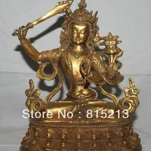 Bi00600 " Тибет Тибетский Бронзовый 24 К Золото Позолота Меч Wenshu Манджушри Бодхисаттвы Статуя