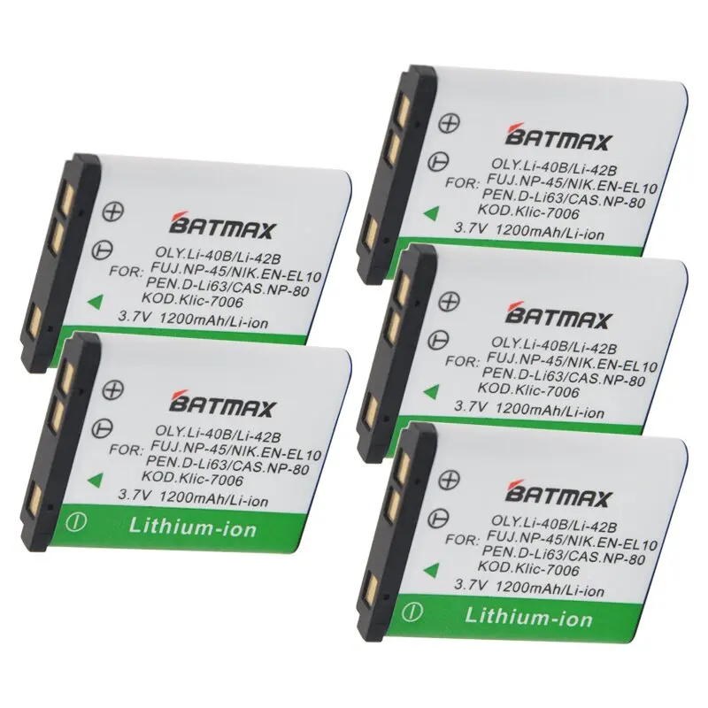 

High-Capacity LI-40B LI40B LI 40B LI-42B EN-EL10 Replacement Camera Battery For Olympus For Nikon For FUJIFILM Camera(5Pack)
