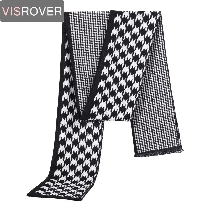 Visrover 3 цвета Зимний шарф для мужчин повседневные деловые шарфы шерсть кашемир мужской шарф роскошный бренд Хаунд зуб проверить Шаль