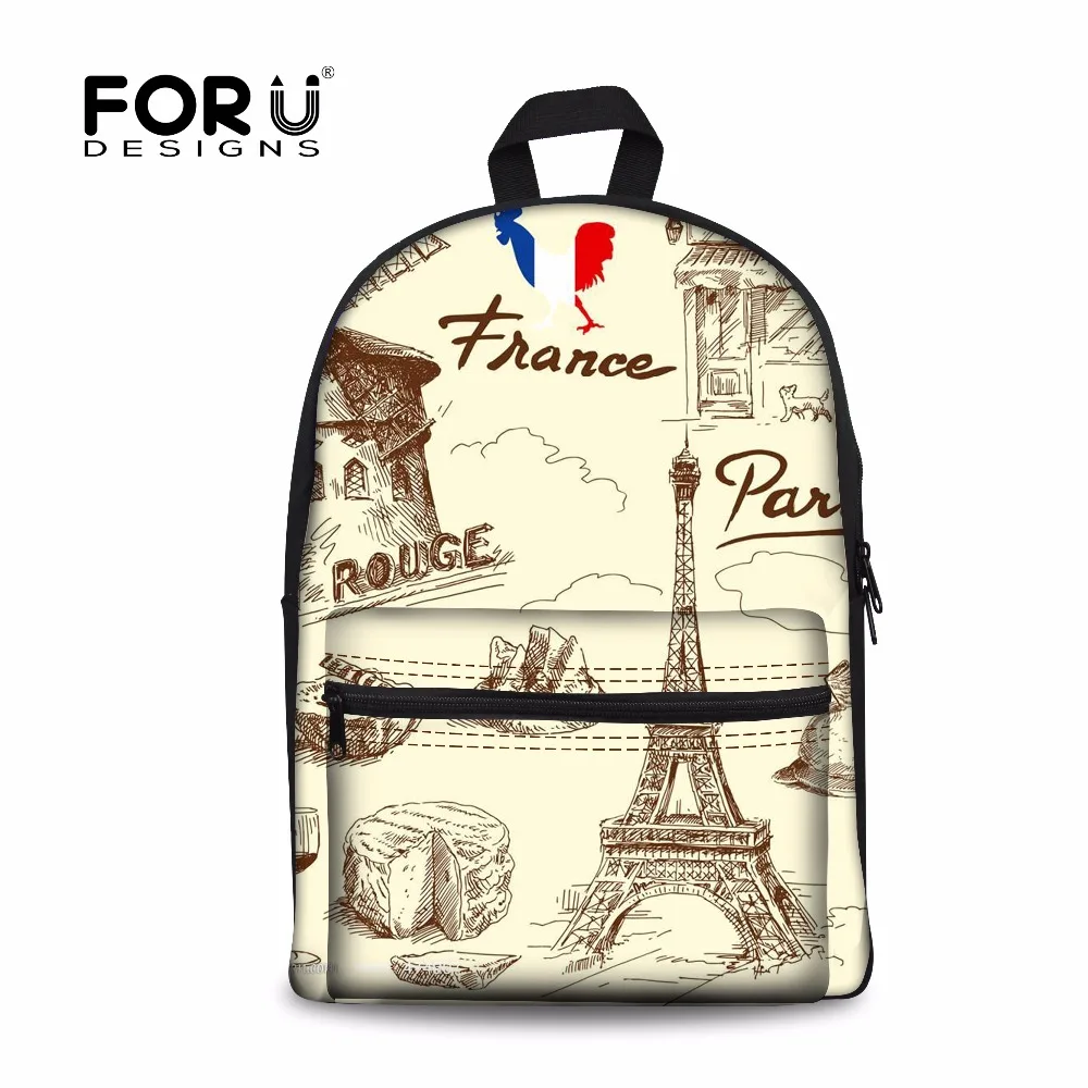 FORUDESIGNS Women Travel Backpacks 3D France Paris Eiffel Tower Women