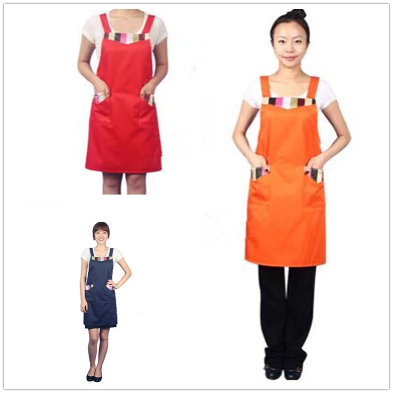 Unisex Women Men Pocket Adjustable Aprons Cafe Commerical Restaurant