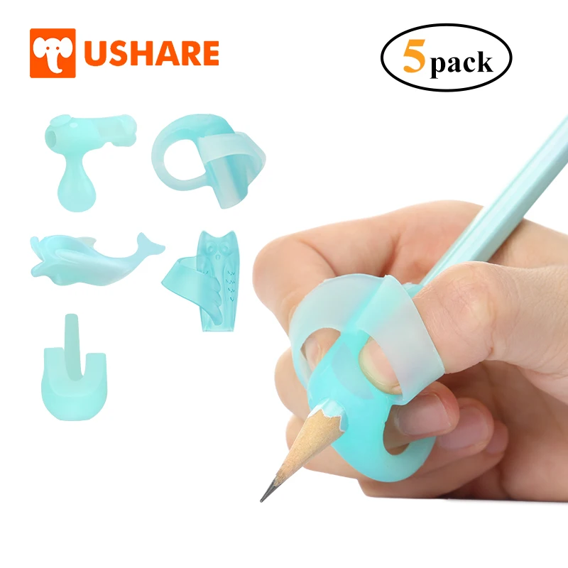 

USHARE 5Pcs Pencil Grips For Kids Handwriting Writing Aid Grip Pencil Holder Correction Posture Correction Siliconce Pen Grips