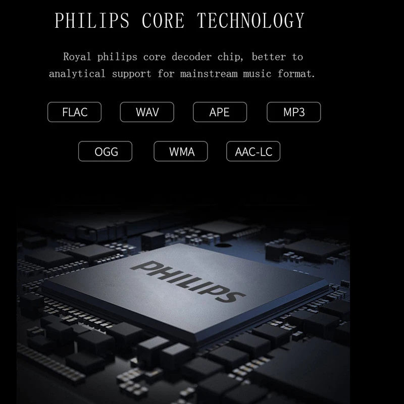 Музыкальный mp3 плеер Philips 8 ГБ спортивный мини без потерь стерео с FM радио/записью