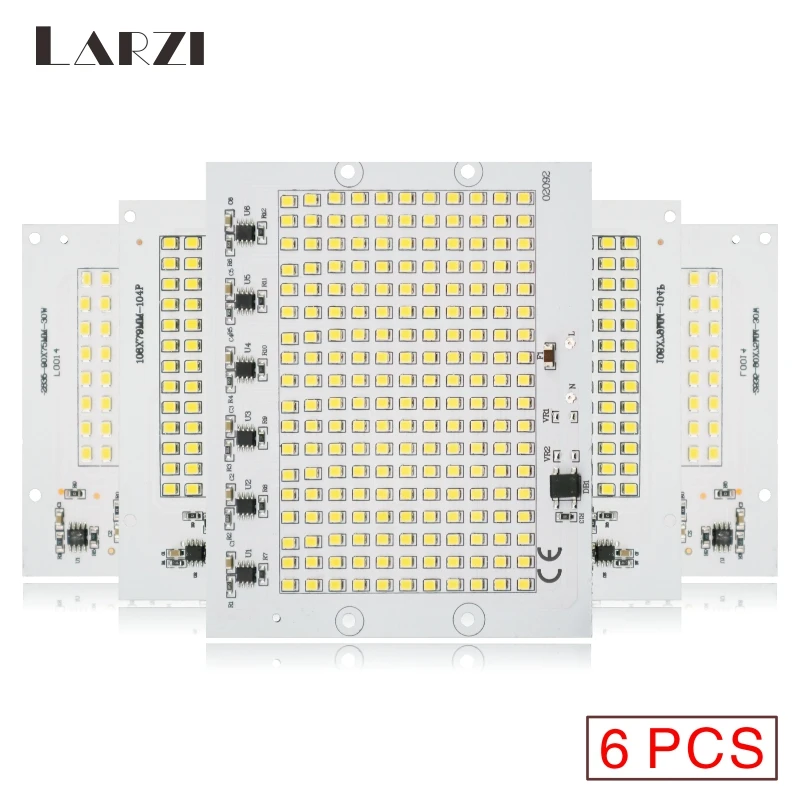 

6Pcs High Power LED Lamp Chip SMD 2835 Beads Smart IC 220V Input 10W 20W 30W 50W 100W DIY For Outdoor Floodlight Chips Spotlight