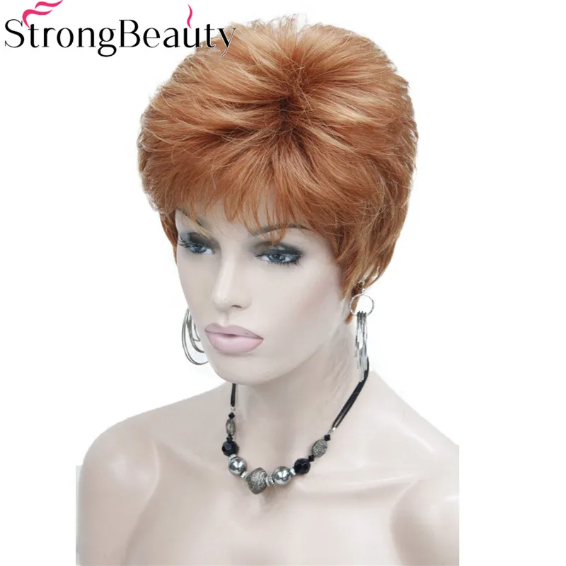 RG-ZORA #130A women's short straight synthetic daily wig orange brown blonde 5 color choices (2)