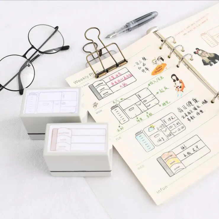

1pcs Yearly Monthly Weekly Plan To Do List Planner Time Schedule Plan Photosensitive Seal/Stamp for Scrapbooking Photo Album