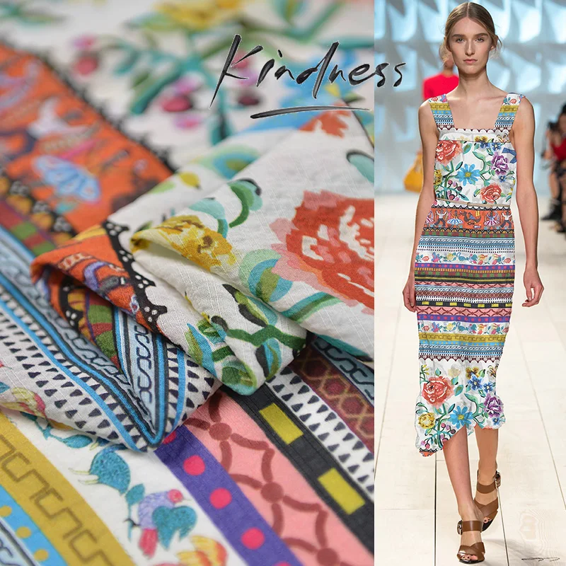 

Floral Patchwork Silk Material Ethnic Crepe De Chine Silk 100cm*140cm
