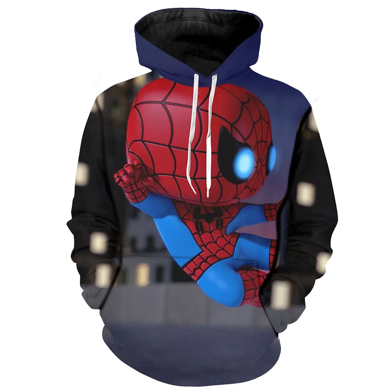 

Cloudstyle 2019 Funny Design Superhero Men's Hoodies Iron Man & Spider Man 3D Printed Hooded Pullovers Hoodies Streetwear 5XL