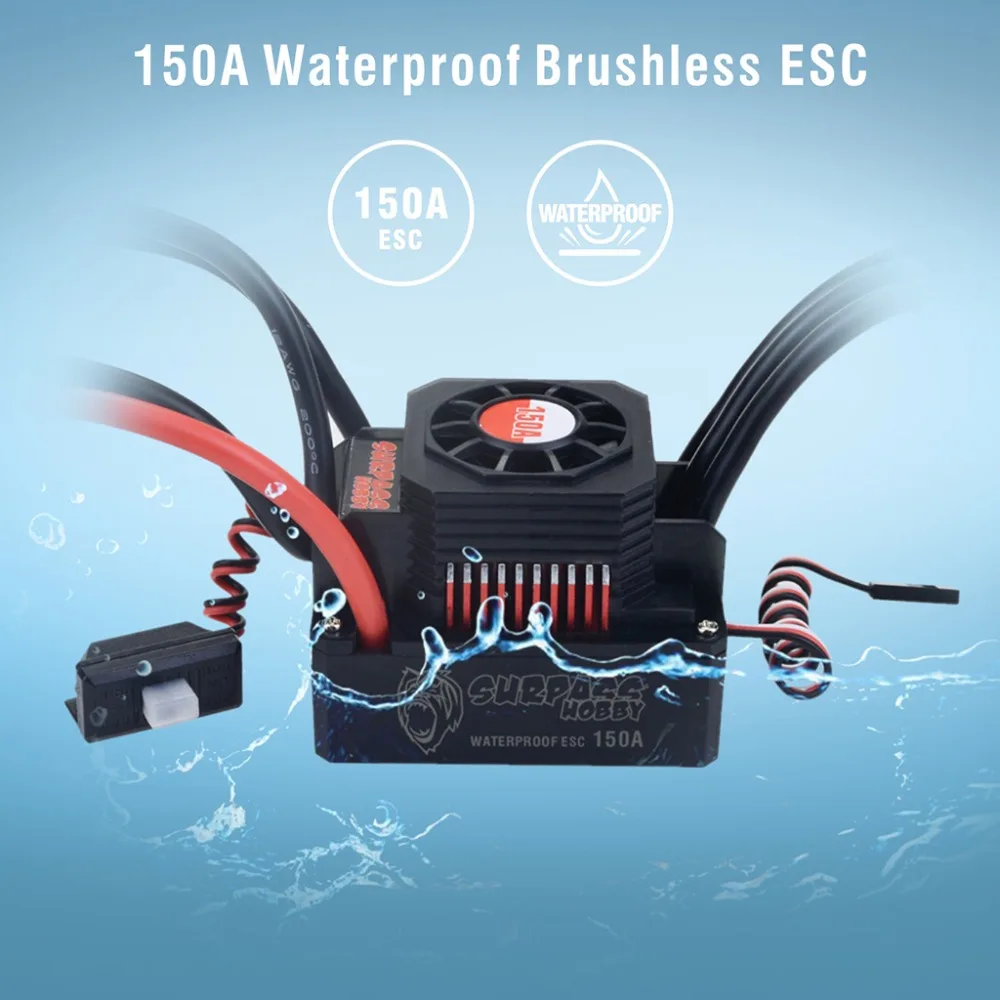 SURPASSHOBBY KK водонепроницаемый 150A ESC электрический регулятор скорости для RC 1/8 RC автомобиля 4076 4068 бесщеточный двигатель