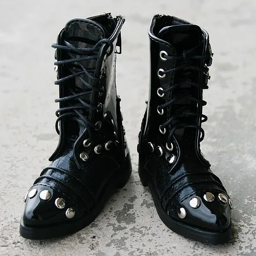 

[wamami] 13#Stylish Black Rivets Synthetic Leather Boots For SD17 DZ70 70CM Doll