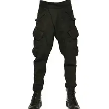 Шаровары мужские карманные украшения повседневные брюки тонкие узкие брюки мужские певцы брюки для танцоров сценические костюмы