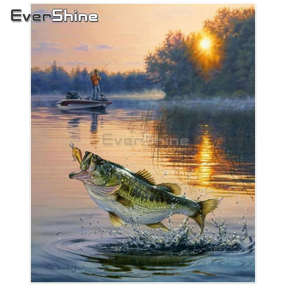 

EverShine Diamond Painting Fish Full Square Diamond Embroidery Animal Pictures Of Rhinestones Diamond Mosaic Home Decoration