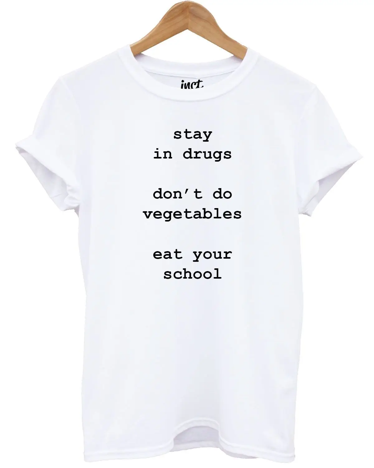 Футболка с надписью Don't Do Drugs Eat Your vegets Go to School забавная принтом на заказ 100%