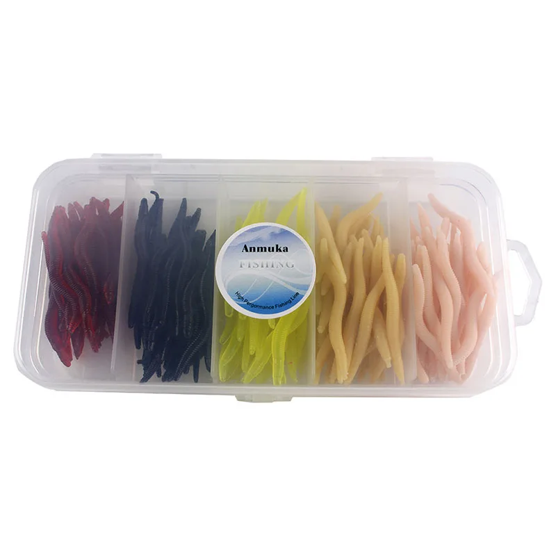 

Bait Fishing Lures Worm Multi Color Swimbait Silicone Box Spare Gear Set Earthworm Simulation