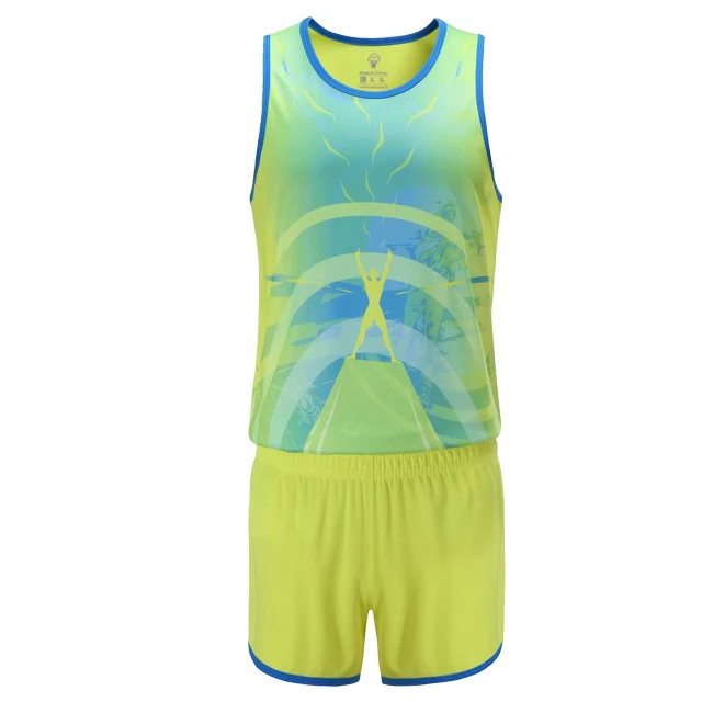 Быстросохнущие спортивные костюмы для мужчин и детей марафонский жилет+ шорты Одежда для гонок тренировочные костюмы для бега спортивная одежда комплект для бега - Цвет: green