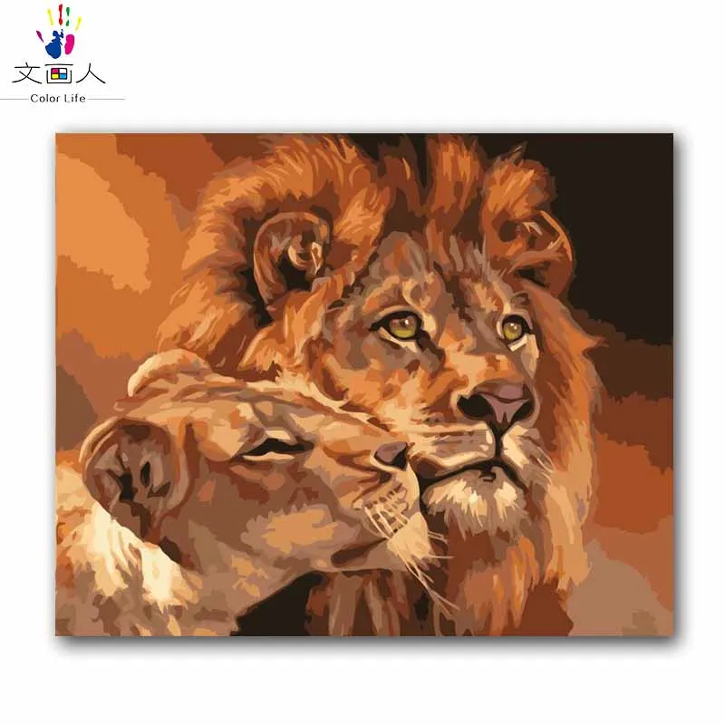 Набор для рисования по номерам сделай сам: животные леопард волк Лев тигр|painting by