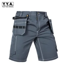 Лидирующий бренд Мужские шорты-карго с карманами до колена комбинезон хлопковые брюки безопасные рабочие брюки для мужчин повседневные шорты XS-3XL