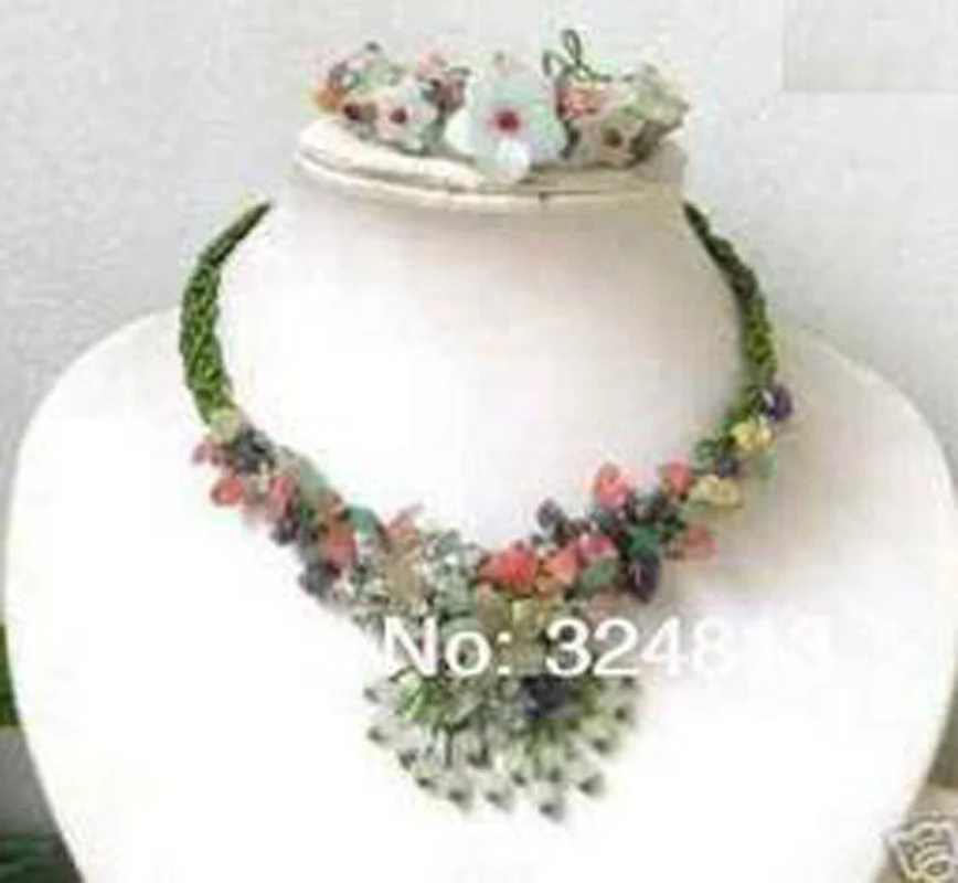 

New Women's Beautiful handmade flower necklace bracelet set #992