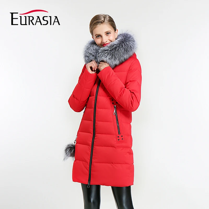 Женская зимняя куртка с капюшоном EURASIA длинная в новом дизайне плотная хлопковая