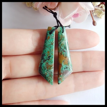 

Semiprecious stone jewelry,birthday gift Chrysocolla DIY earrings accessories for making 38x10x4mm,5.9g