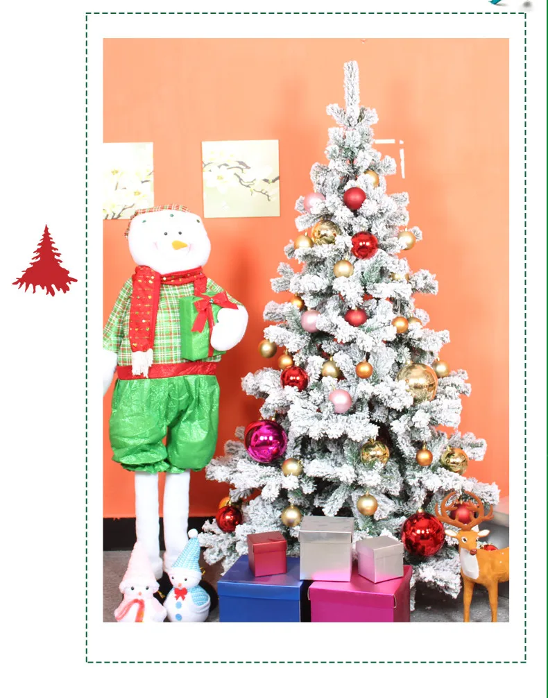 Teellook 1,5 м 1,8 м 2,1 М 2,4 м Рождественская елка посылка зашифрованная Флокированная Рождественская елка Праздничная Декорация