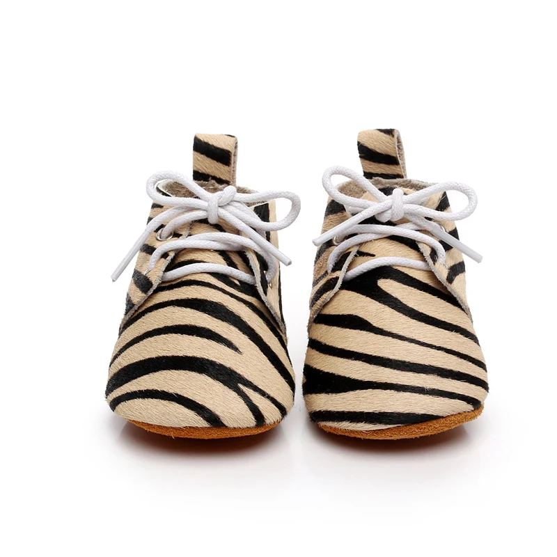 1 Pair Baby First Walkers Zebra Stripes Soft Leather Shoes Lace-up Fashion Personality Non-slip Footwear Crib Shoes All Seasons baby shoes first walkers baby soft bottom anti slip shoes for newborn fashion cute soft baby shoes leather winter 60a1057