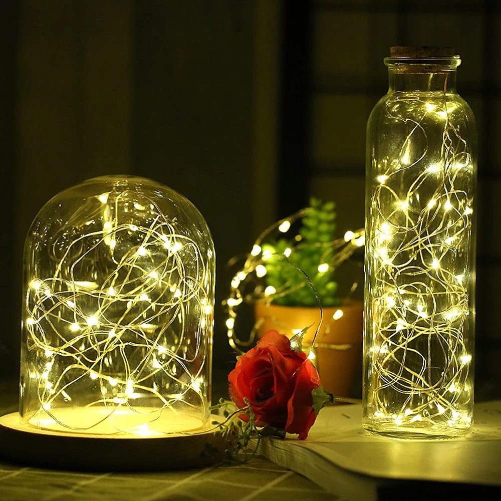 

HUSUYUHU 2M LED String Lights Copper Wire Waterproof Garland Home Indoor Christmas Decoration Strip Lamp Powered By Battery USB