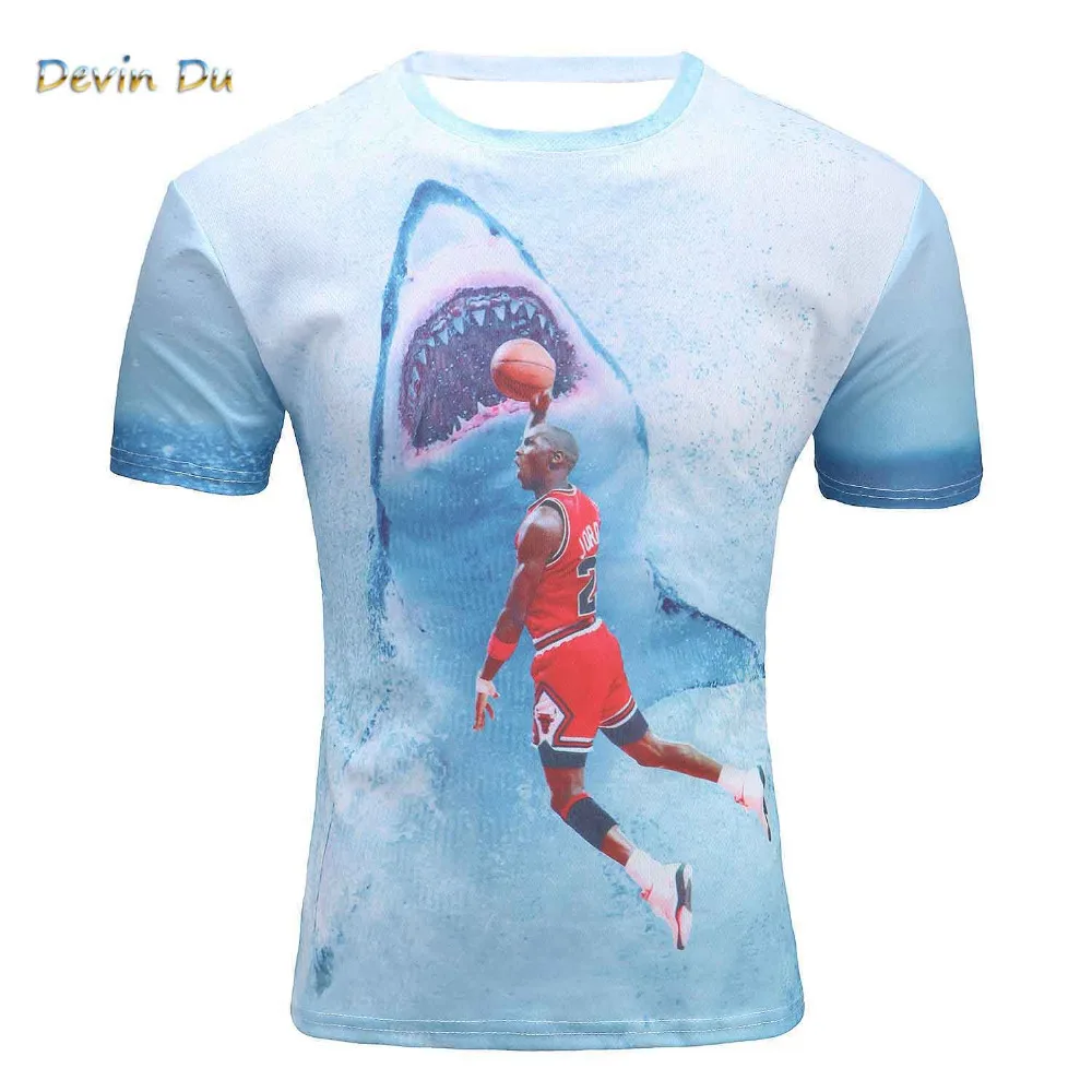 Мужская футболка с 3D принтом Star Jordan Dunk Shark новая модная летняя Топы И Футболки