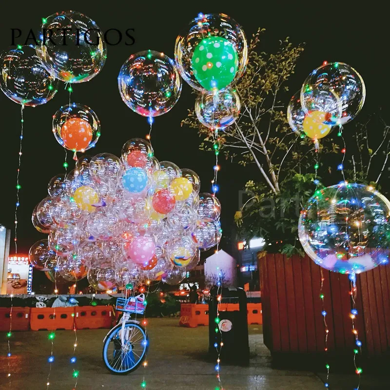 

10PCS 10/18/24 inch Transparent Bubble Balloons PVC Super Clear Helium w/o Light Globos Happy Birthday Wedding Party Decorations